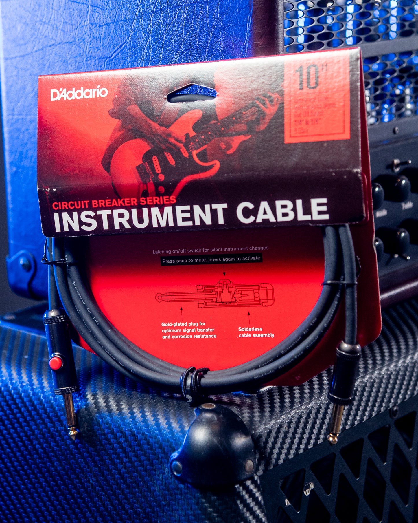 DÁddario Instrument Cable with latching signal cut-off switch 3.05mts
