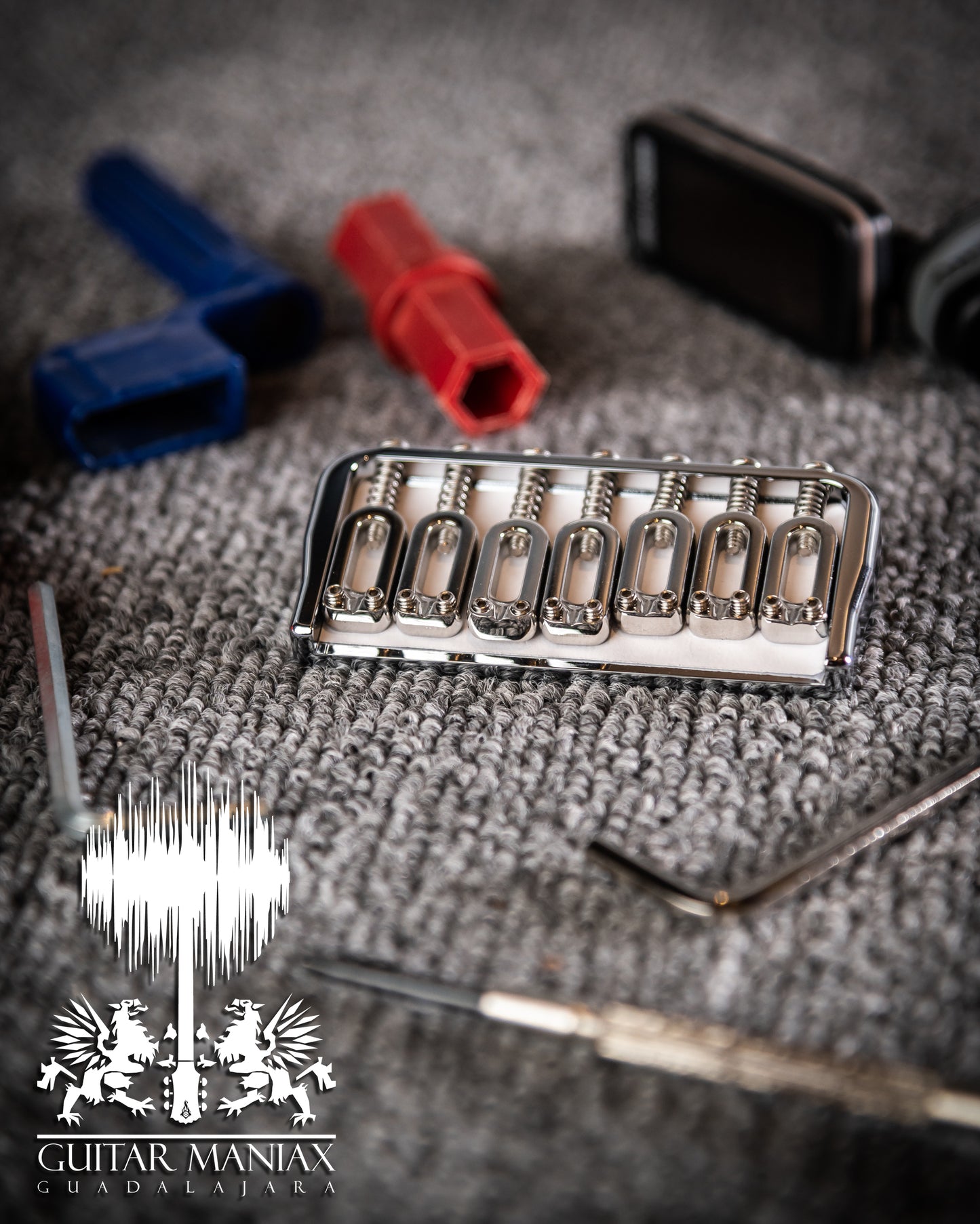 Hipshot 7 String Fixed Guitar Bridge Chrome