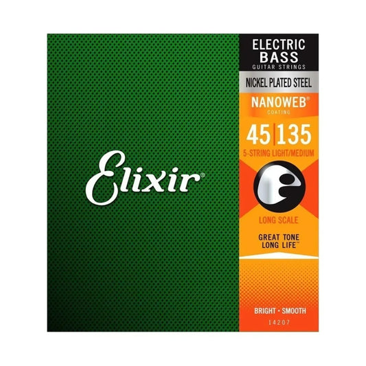 Elixir Bass 5 Nanoweb Nickel Plated Steel 45 - 135