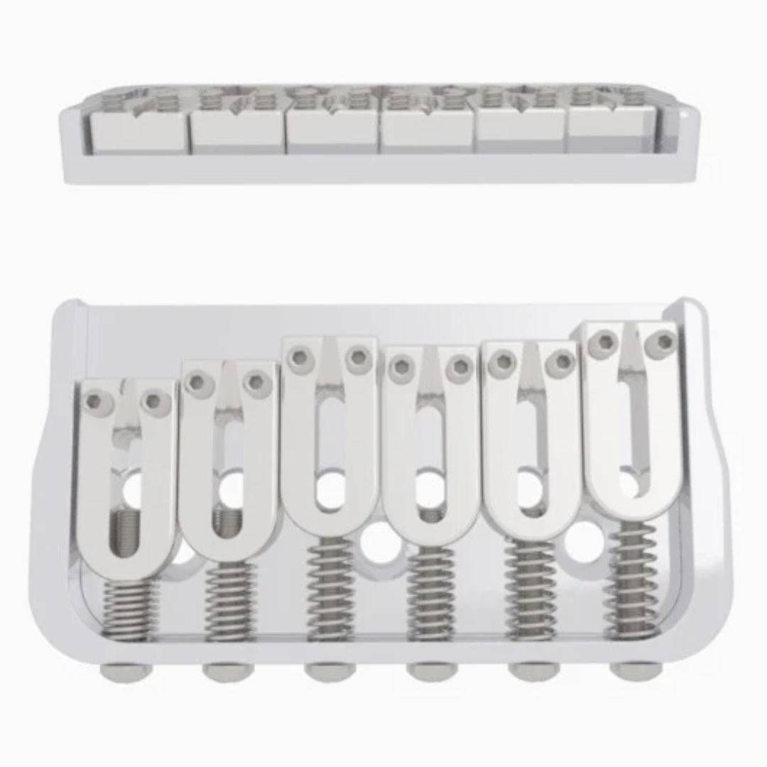 Hipshot 6 String Fixed Guitar Bridge Chrome
