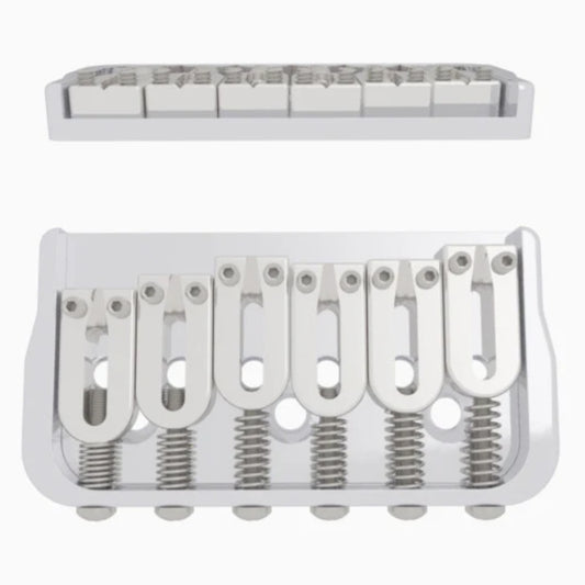 Hipshot 6 String Fixed Guitar Bridge Chrome