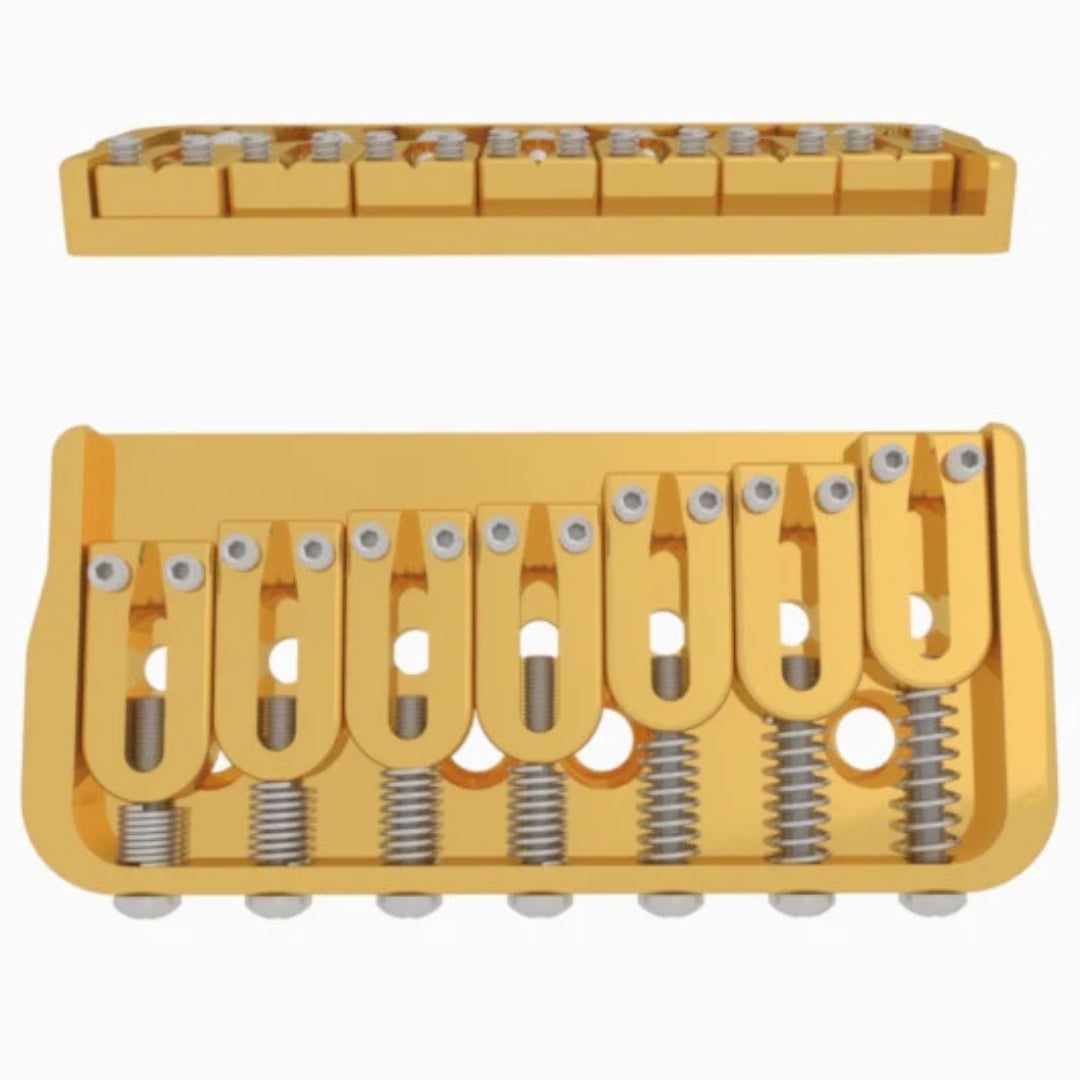 Hipshot 7 String Fixed Guitar Bridge Gold