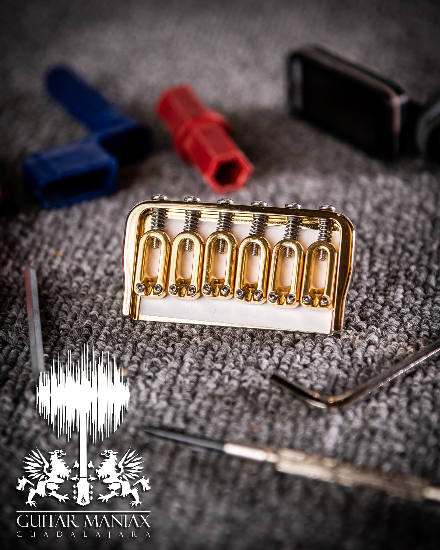 Hipshot 6 String Fixed Guitar Bridge Gold